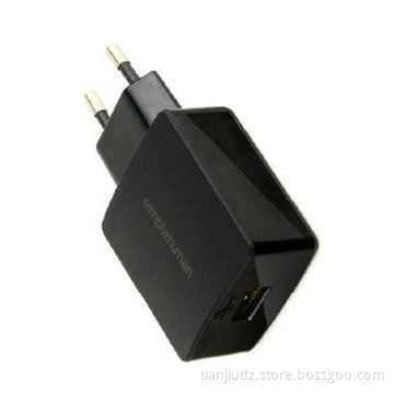5V/2A European standard wall mount USB travel adapter/charger, CE/RoHS/FCC-certified